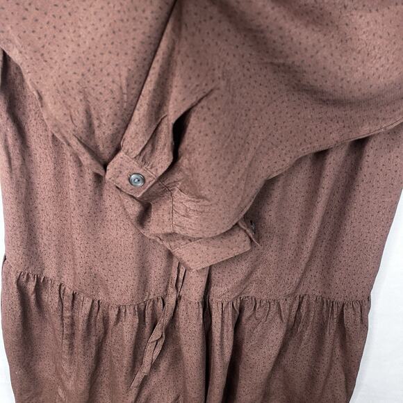 NWT GAP Brown Mini Tiered Dress Sz Small TALL Contemporary Drawstring Breathable - Picture 7 of 13